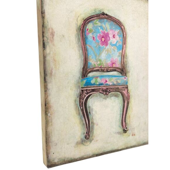 Cottage Shabby Chic Dainty Wall Art Print Floral Chair Gallery Wrapped 10" x 8" - Picture 3 of 9